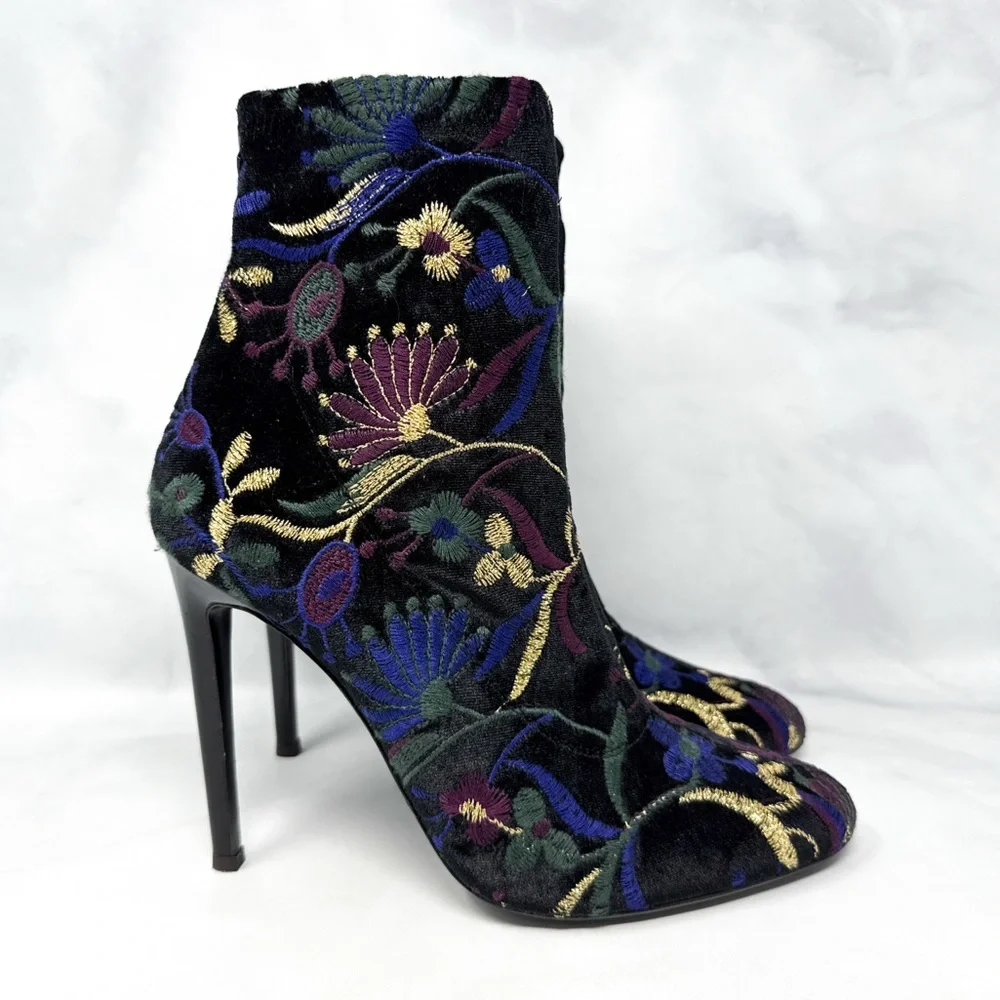 Giuseppe Zanotti Bimba Magdalena Floral Embroidered Stiletto Heeled Ankle Boots